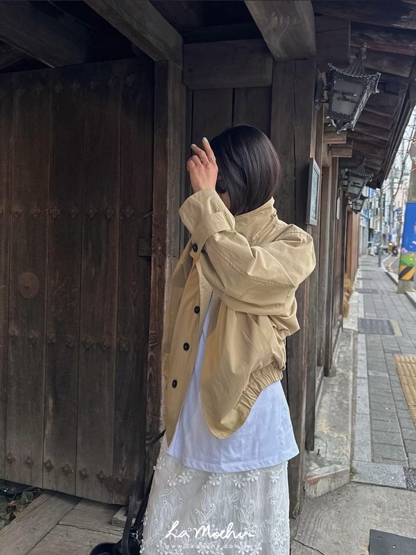 雙扣立領風衣外套